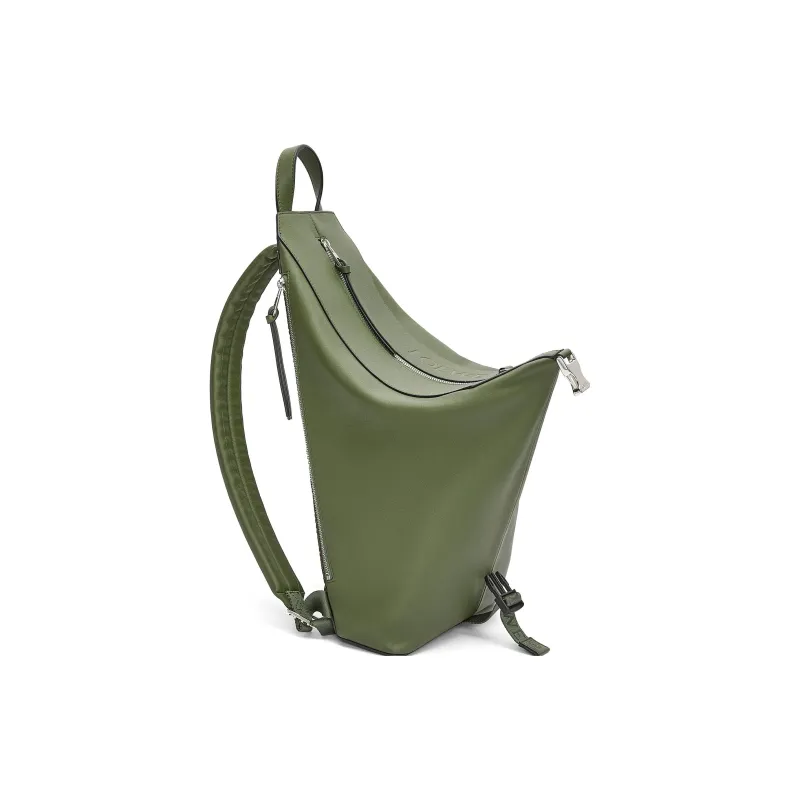 LOEWE Cow Leather With Fabric Backpack Trumpets Men's Forest Green-2