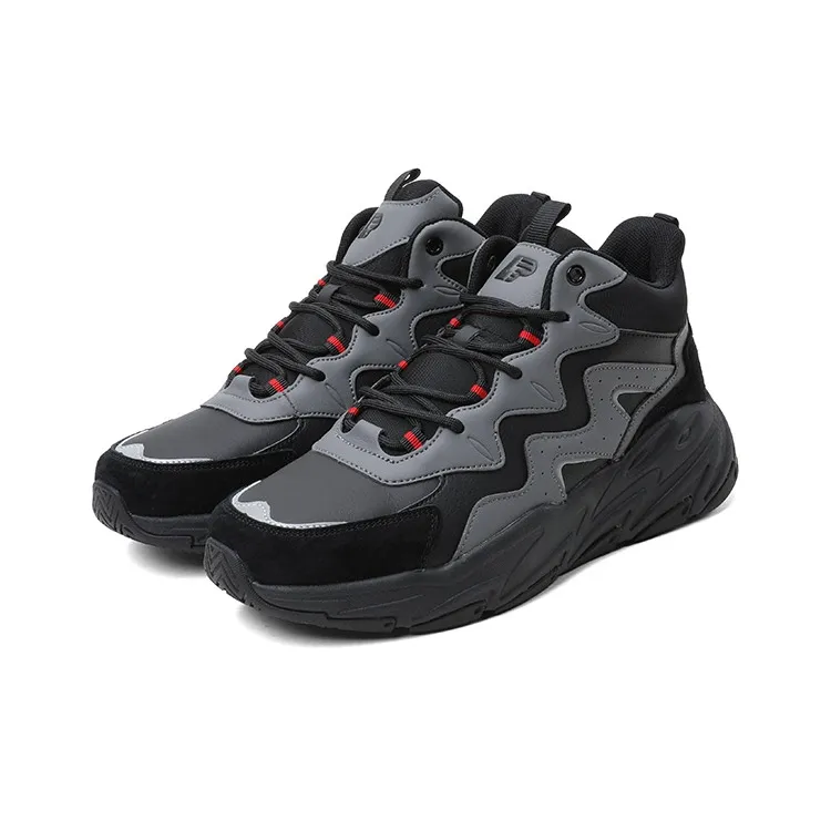 LPMX High Top Running Shoes Men's Black Red-2
