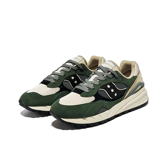 Saucony Shadow 6000 Slip Resistant Height Increasing Low Top Running Shoes Unisex Green Beige Black-2