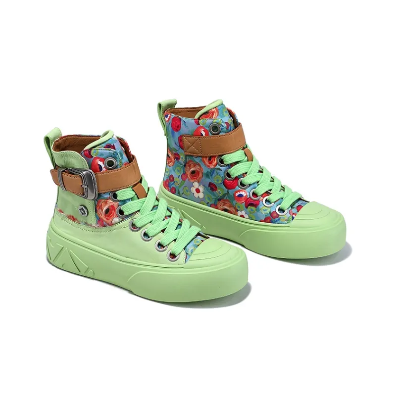 BELLALILY Height Increasing Lightweight Slip-Resistant High-Top Skateboard Shoes 5cm Women's-3