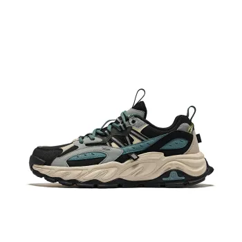 Erke Cushioning, Wear Resistant Low Top Running Shoes Men's Jet Black Warm Linen Gray Green