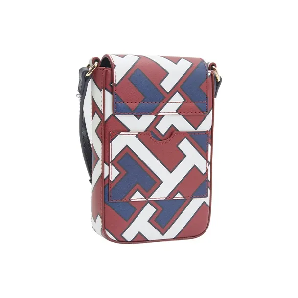 Tommy Hilfiger Polyurethane Shoulder Bag Crossbody Bag Cell Phone Pouch Unisex Red & Blue & White-1