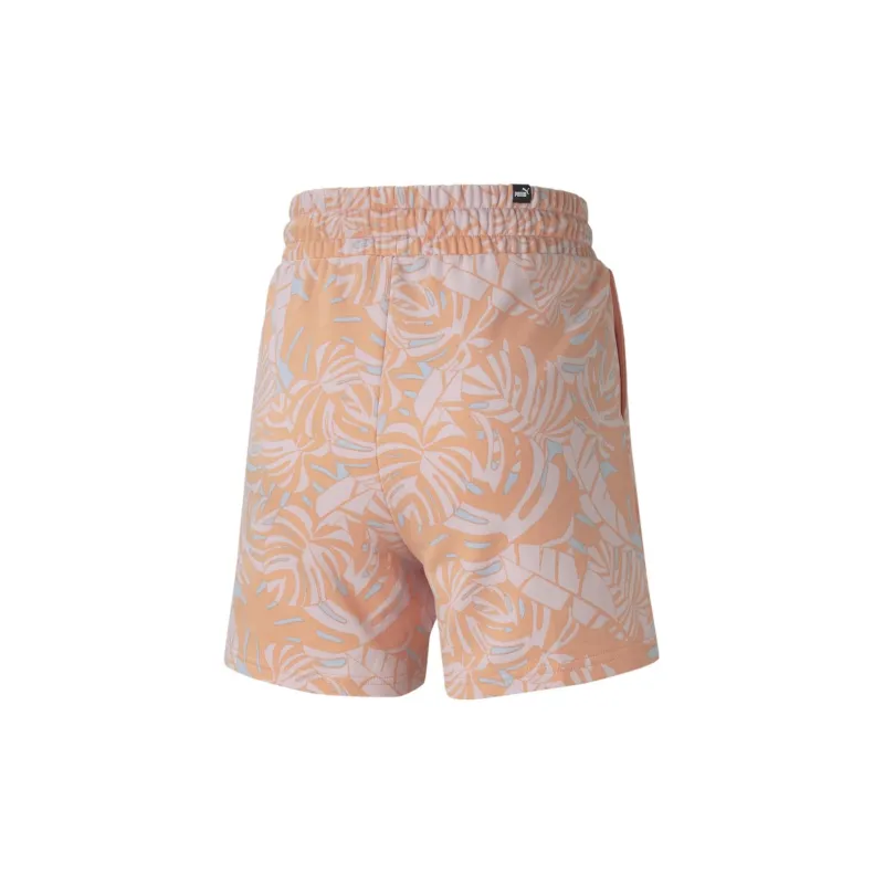 PUMA FLORAL VIBES High Waist Shorts Sports Shorts Women's Orange-1