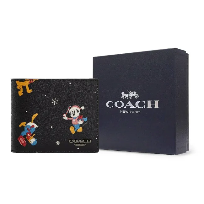 COACH Disney Collaboration 3 IN 1 Wallet Coated Canvas Coin Purses Wallets Regular Women's Bronze & Black Multicolor-4