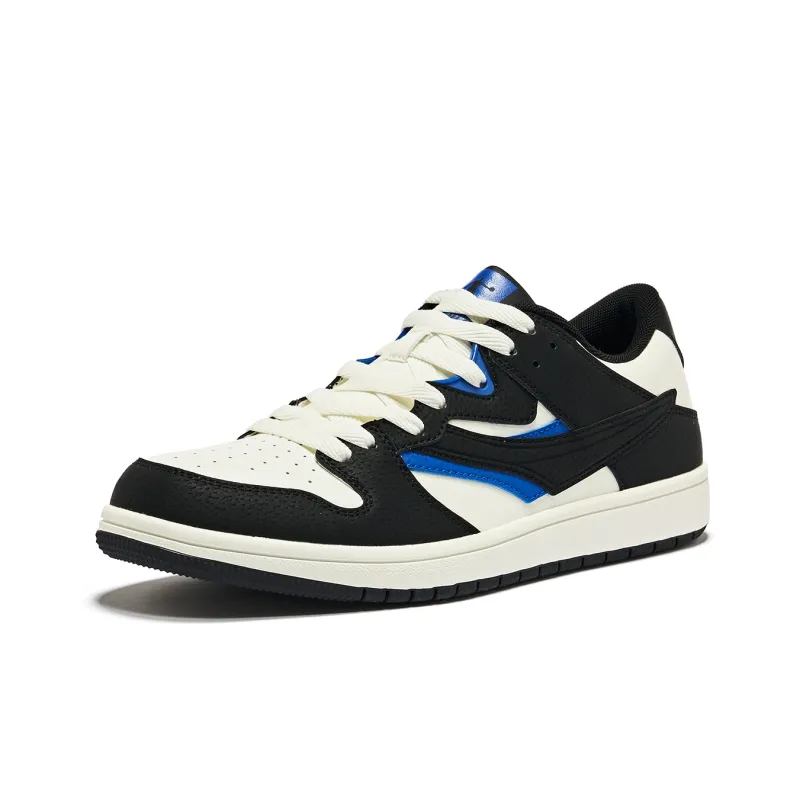 QIAODAN Anti Slip Wear Resistant Lightweight Breathable Low Top Skateboard Shoes Men's Black White-1