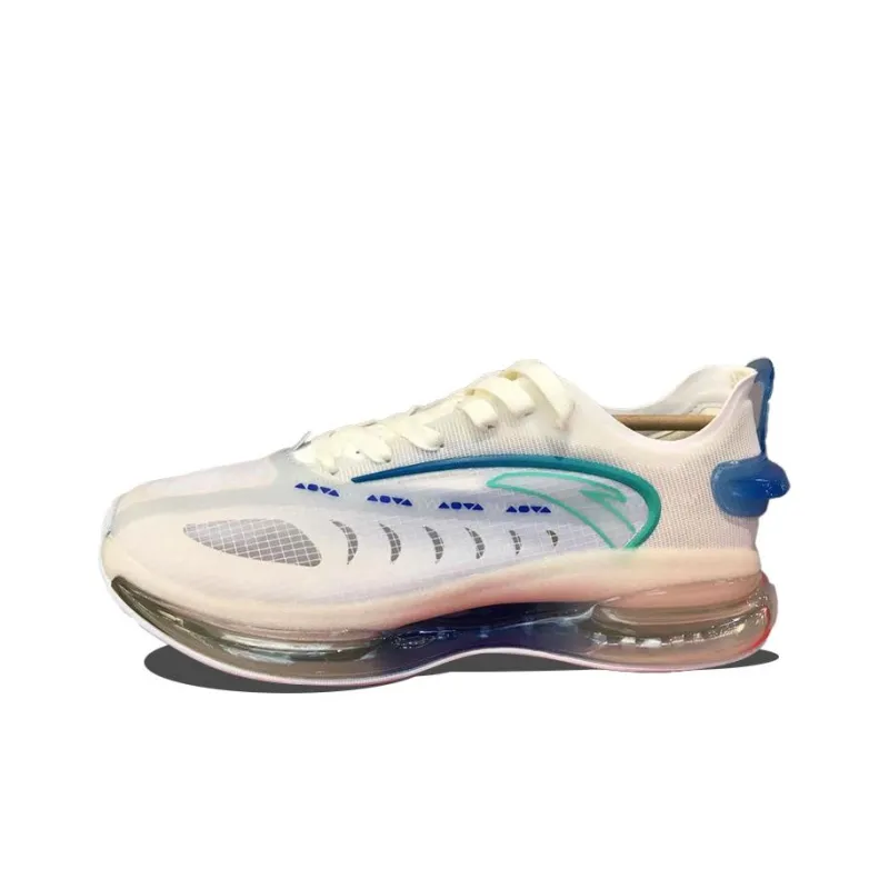 Anta Cushioning Anti Slip Wear Resistant Breathability Low Top Running Shoes Men's White Gray Blue-0