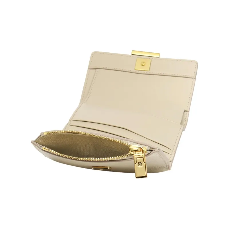 GIVENCHY 4G Logo Grained Calfskin Wallet Women's Beige-3