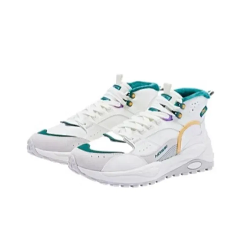 QIAODAN Mars Shoes Slip Resistant, Abrasion Resistant, Waterproof High Top Casual Shoes Men's White Green-4