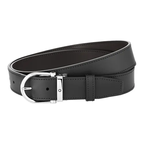 MONTBLANC Cow Leather Belts Men's Black Width 3.5cm