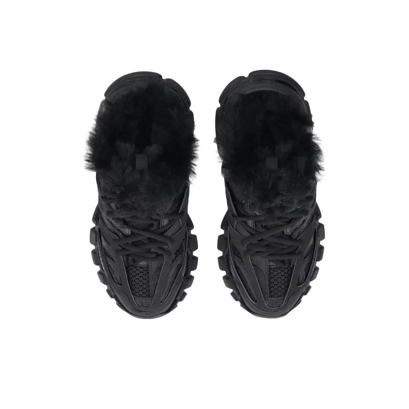 Balenciaga Track Mule Faux Fur Black-4