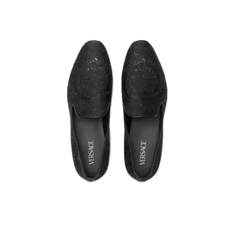 VERSACE Barocco Jacquard Leather Slippers-3