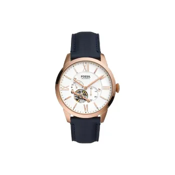 FOSSIL Wrist Watch Automatic Mechanical Movement Leather Strap 44mm White Dial Men's Watches