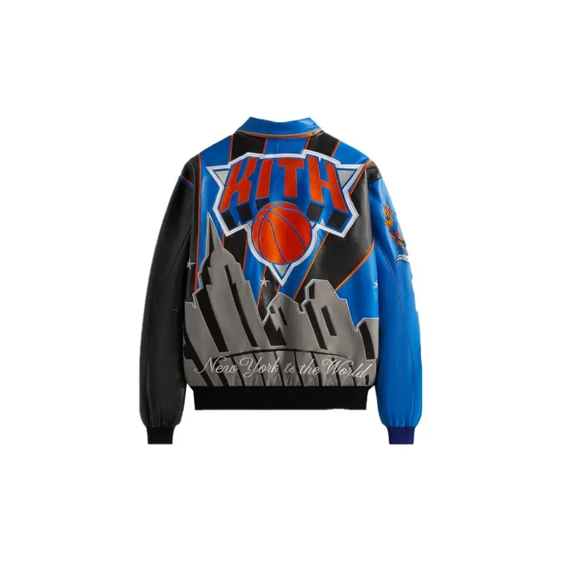 KITH X Jeff Hamilton New York Knicks Leather Varsity Jacket-1