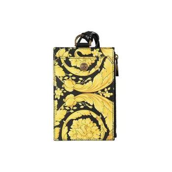 FANSIZHE Cow Leather Wallets Card Holders Men's Black/Gold