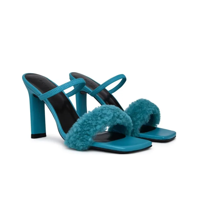By Far Shearling Heeled Sandals Women's-3