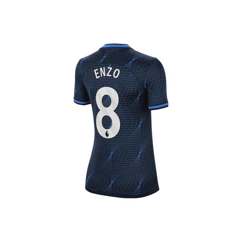 Nike Dri Fit Soccer Jersey Fan Edition 2023/24 Chelsea, Away, Enzo Fernández, Size 8 Women's Marine Blue-1