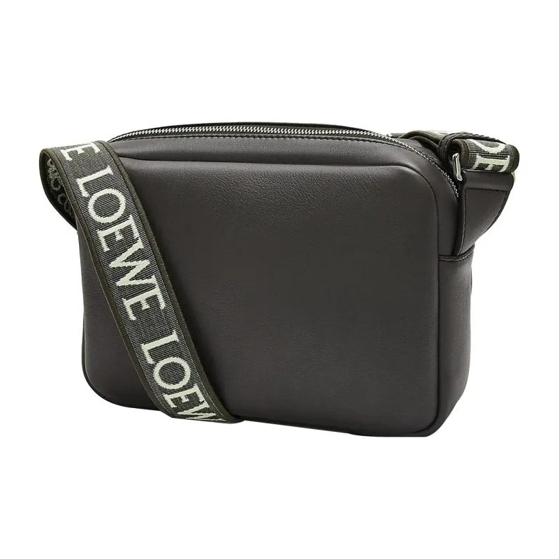 LOEWE Military Messenger Bag In Supple Smooth Calfskin And Jacquard Xs Dark Grey-1