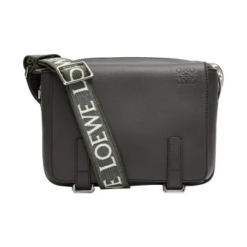 LOEWE Military Messenger Bag In Supple Smooth Calfskin And Jacquard Xs Dark Grey