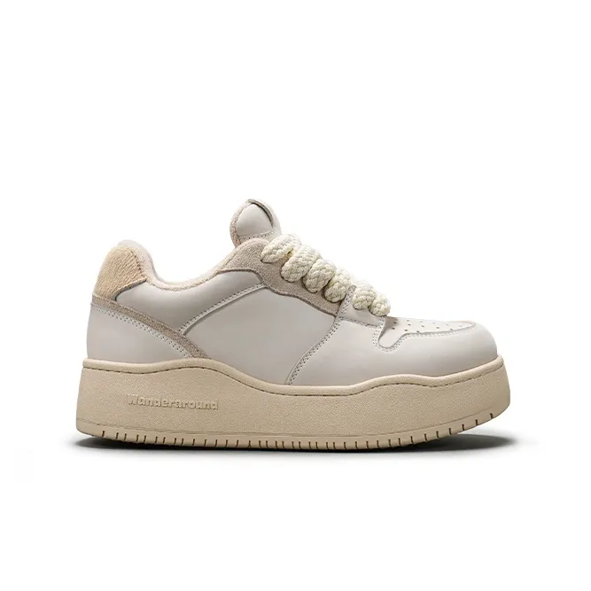 WANDER AROUND Anti Slip Wear Resistant Low Top Skateboard Shoes Women's Gray White-2