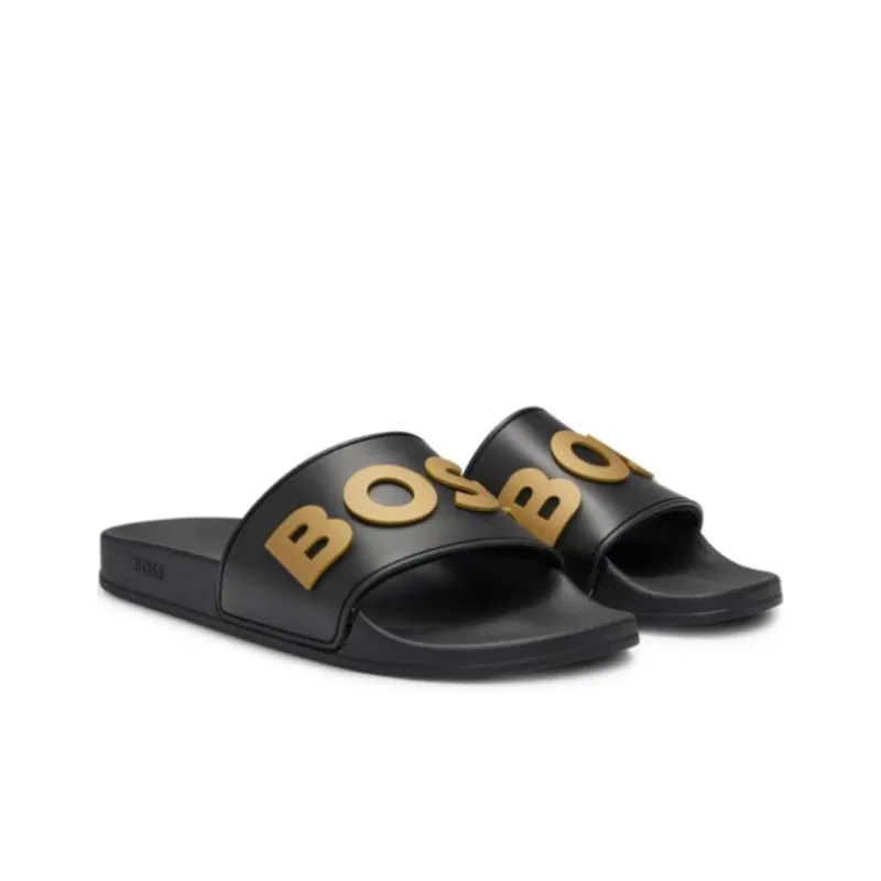 HUGO BOSS Rubber Sole Abrasion Resistant Slide Slippers Men's Black-2