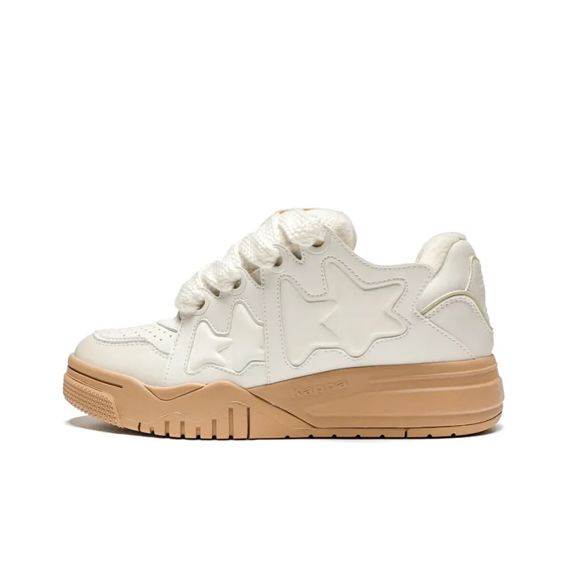 Kappa Anti-Slip Wear-Resistant Low-Top Skateboard Shoes Women's Heron Feather White-0