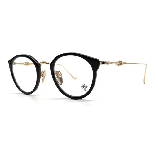 Chrome Hearts Plastic Silver Irregular Shape Eyeglass Frames Unisex Black Gold