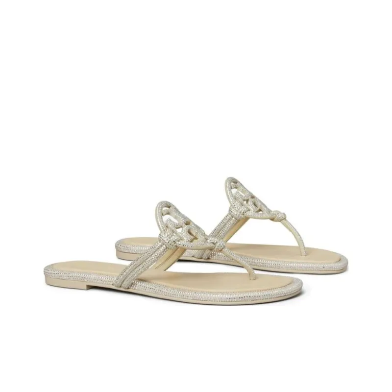 TORY BURCH Miller Crystal-embellished Flip Flips-3