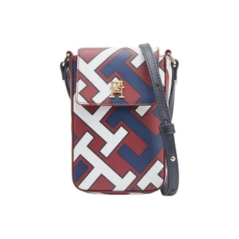 Tommy Hilfiger Polyurethane Shoulder Bag Crossbody Bag Cell Phone Pouch Unisex Red & Blue & White