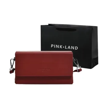 PINK·LAND PU Small Square Bag Trendy Shoulder Bag Regular Women's Burgundy/Black/White