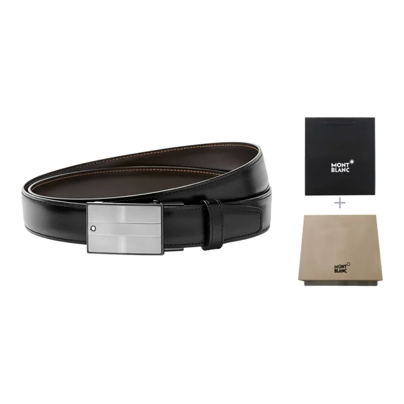 MONTBLANC Cow Leather Belts Men's Black/Brown Width 3cm-5