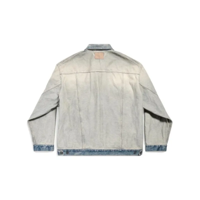 Balenciaga Collared Button Up Denim Jacket-1