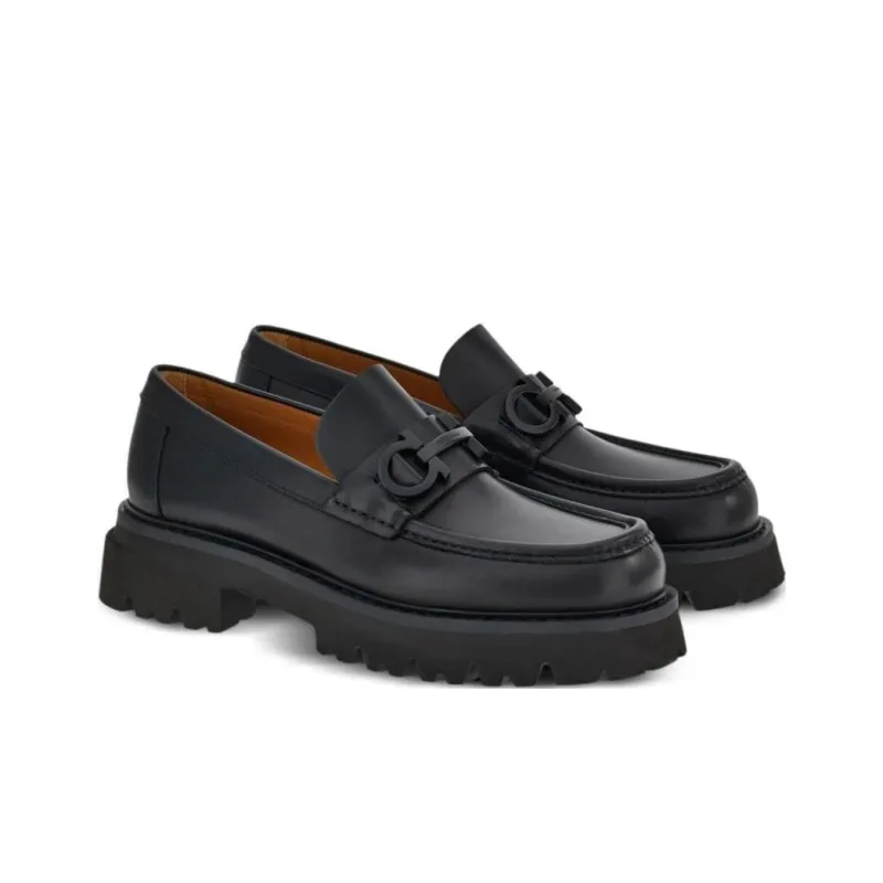 FERRAGAMO Florian Square-toe Leather Loafers-2