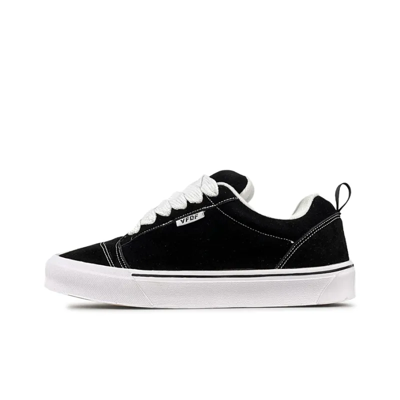 VFDF Anti Slip And Wear Resistant Breathable Low Top Skateboard Shoes Unisex Black White-0