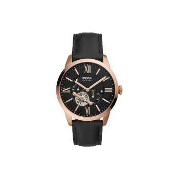 FOSSIL Wrist Watch Automatic Mechanical Movement Leather Strap 44mm Black Dial Men's Watches