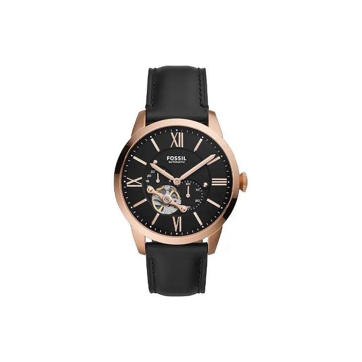 FOSSIL Wrist Watch Automatic Mechanical Movement Leather Strap 44mm Black Dial Men's Watches-0