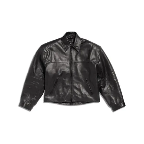 Balenciaga Leather Jackets Unisex Brown