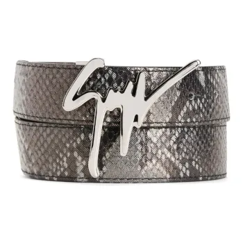 Giuseppe Zanotti/GZ Leather Leather Belts Men's Silver Width 3.5CM