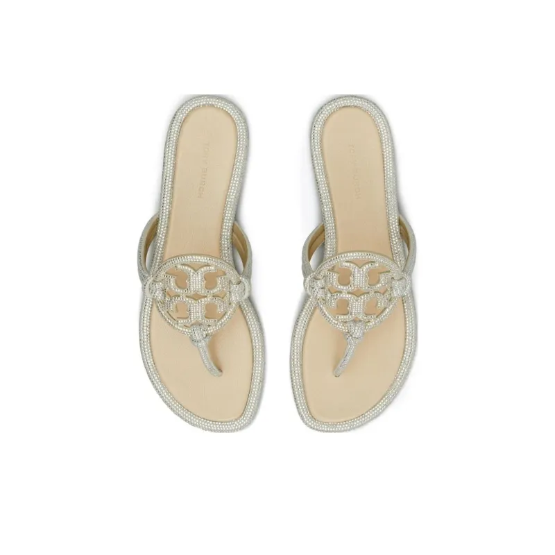 TORY BURCH Miller Crystal-embellished Flip Flips-4