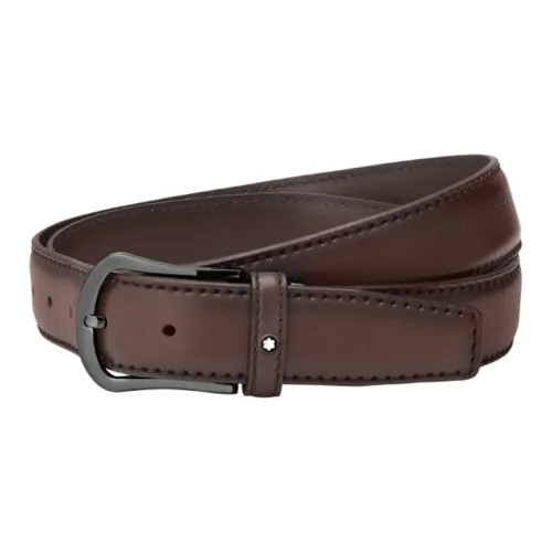 MONTBLANC Cow Leather Belts Unisex Red Brown Width  3.5cm
