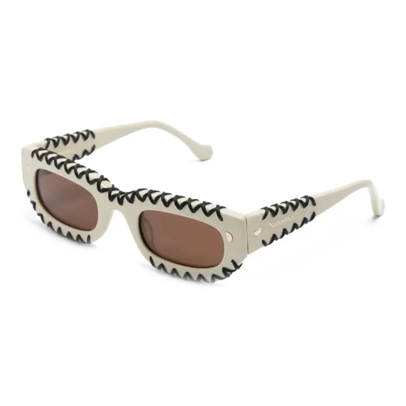 NANUSHKA Acetate Irregular Shape Sunglasses Women's Taupe-0