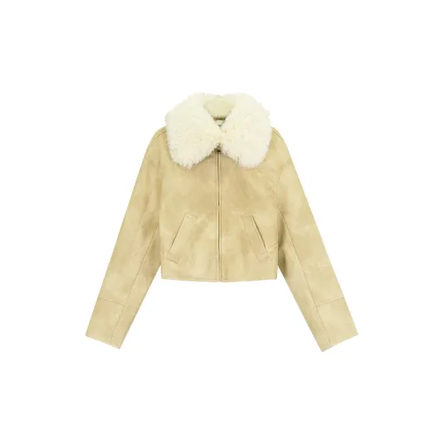 Okmashop Leather Jacket Women's Beige