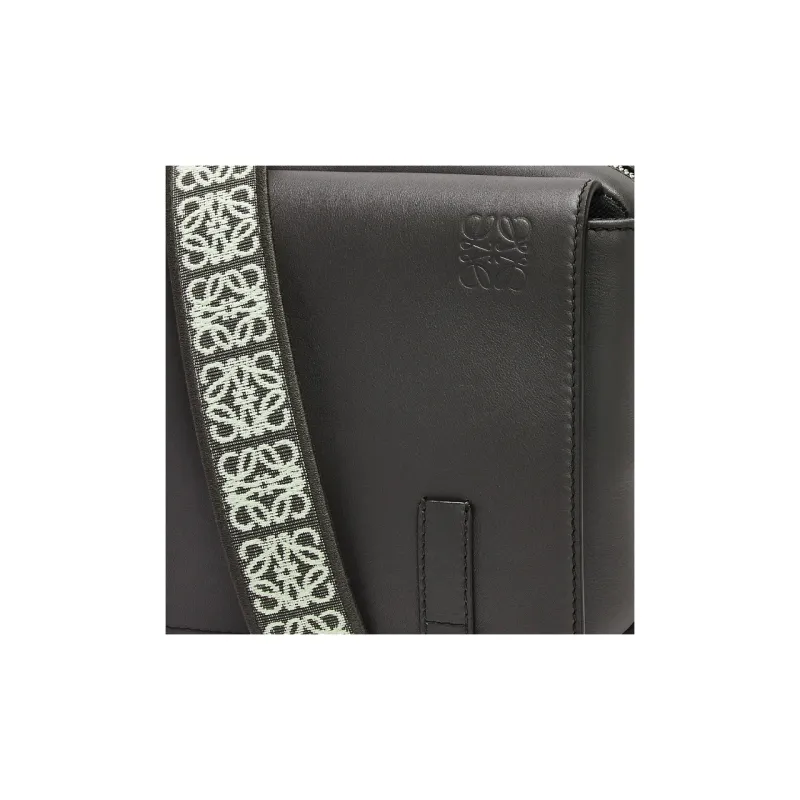 LOEWE Military Messenger Bag In Supple Smooth Calfskin And Jacquard Xs Dark Grey-3