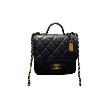 CHANEL Cow Leather Messenger Bag Tofu Bag Handbag Shoulder Bag Crossbody Bag Small Size Women's Dark Blue