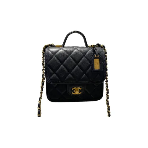 CHANEL Cow Leather Messenger Bag, Tofu Bag, Handbag, Shoulder Bag, Crossbody Bag Trumpets Women's Dark Blue