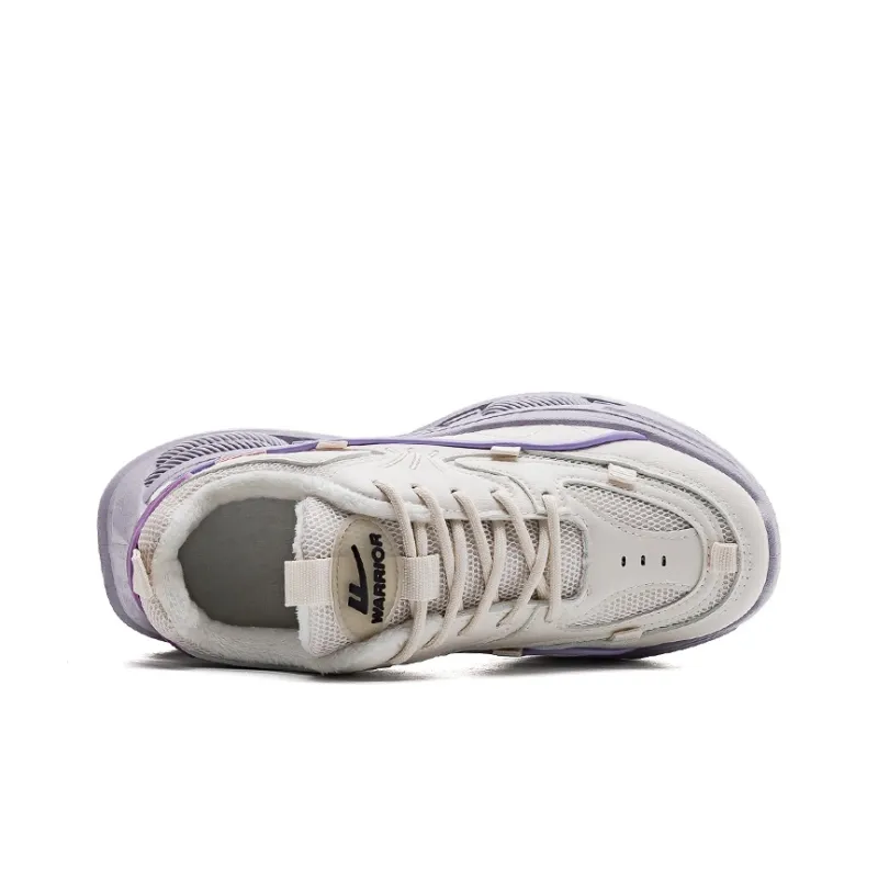 Warrior Low Top Chunky Sneakers Women's Light Beige Purple-2