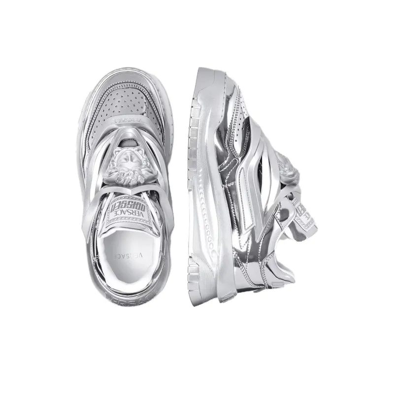 VERSACE Odissea Caged Rubber Medusa Metallic Silver Women's-3
