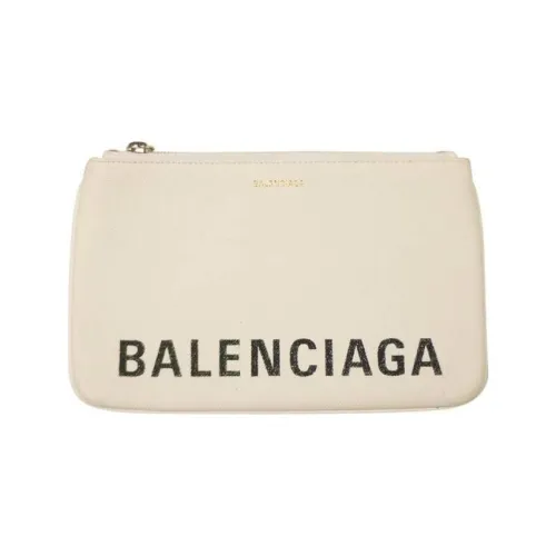Balenciaga Grained Calfskin Clutch Women's Cream