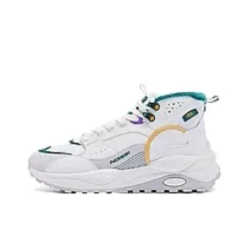 QIAODAN Mars Shoes Slip Resistant, Abrasion Resistant, Waterproof High Top Casual Shoes Men's White Green