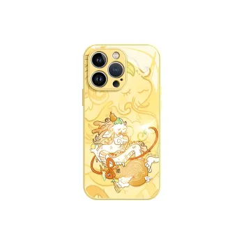 Lingtao Cartoon Phone Cases Apple 15promax/iPhone14plus/13pro/12/11 Glass Spirit Beast Fortune Dragon
