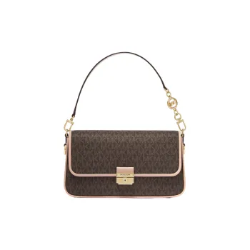 MICHAEL KORS Leather Baguette Bag Shoulder Bag Women's Acorn Brown & Pink